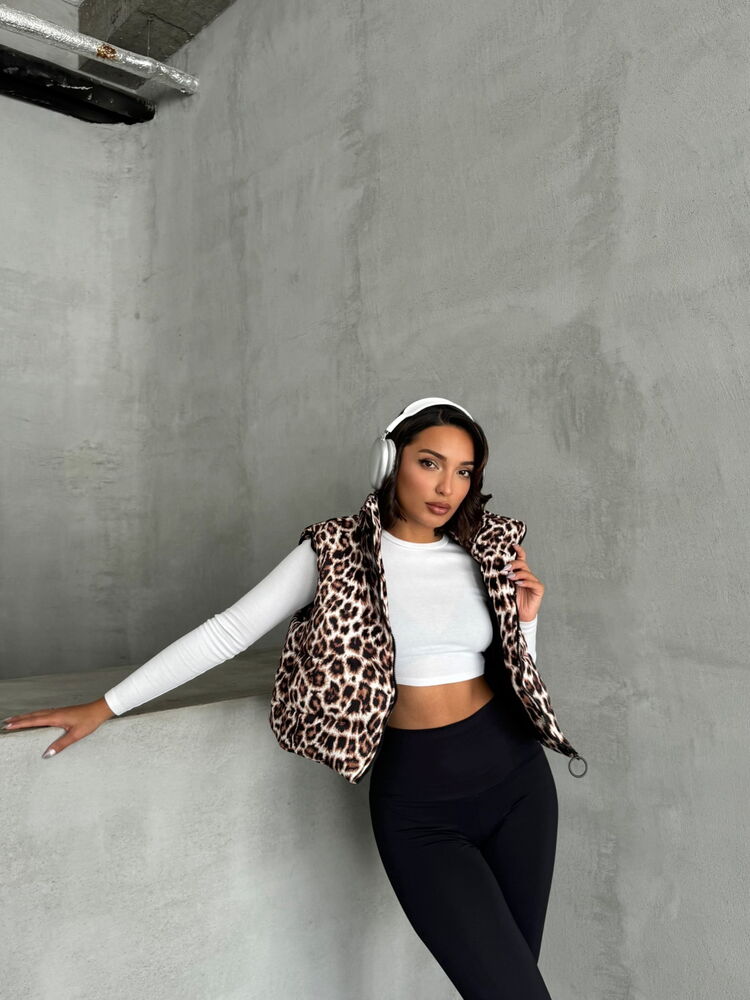 Doudoune Sans Manches Léopard Femme – Chic & Tendance
