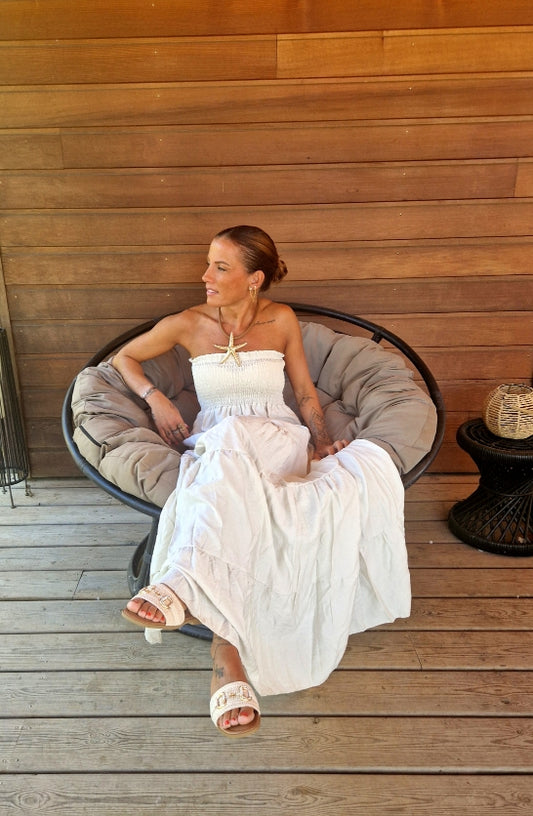 Robe SAVANA – Longue bustier en gaze de coton, taille unique