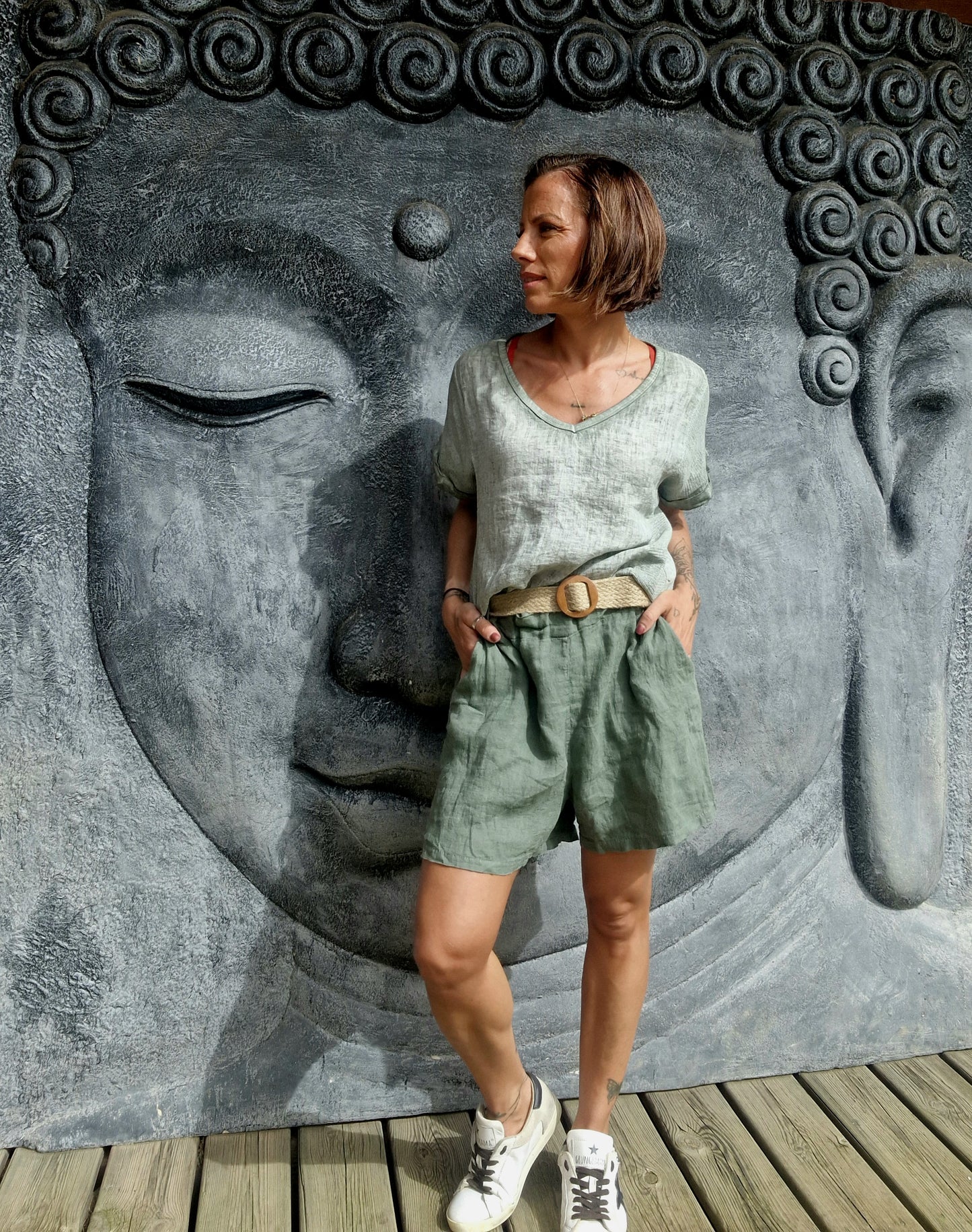 💚 T-shirt LINO CHIC – 100% lin naturel, taille unique