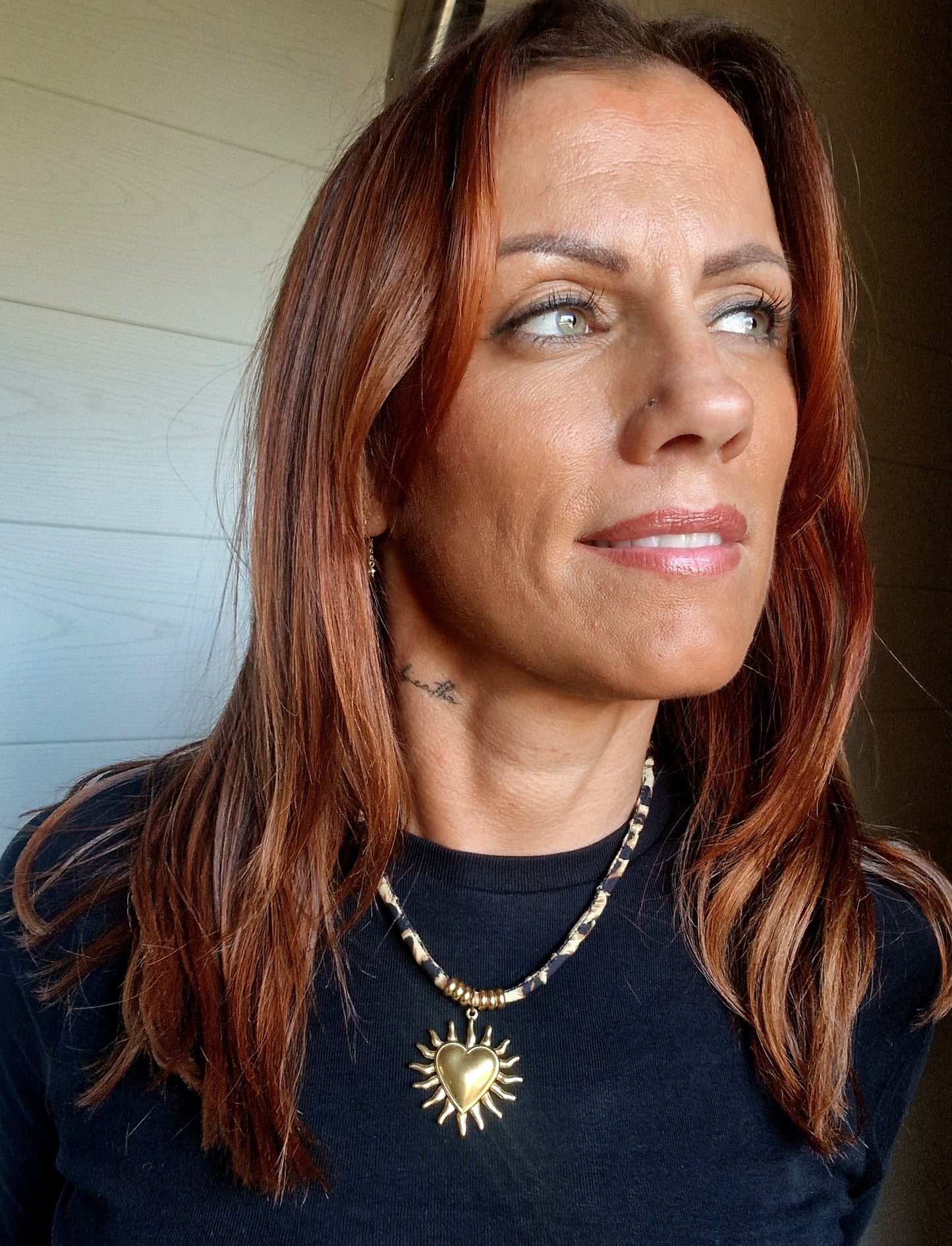 Collier cœur ensoleillé plaqué or avec