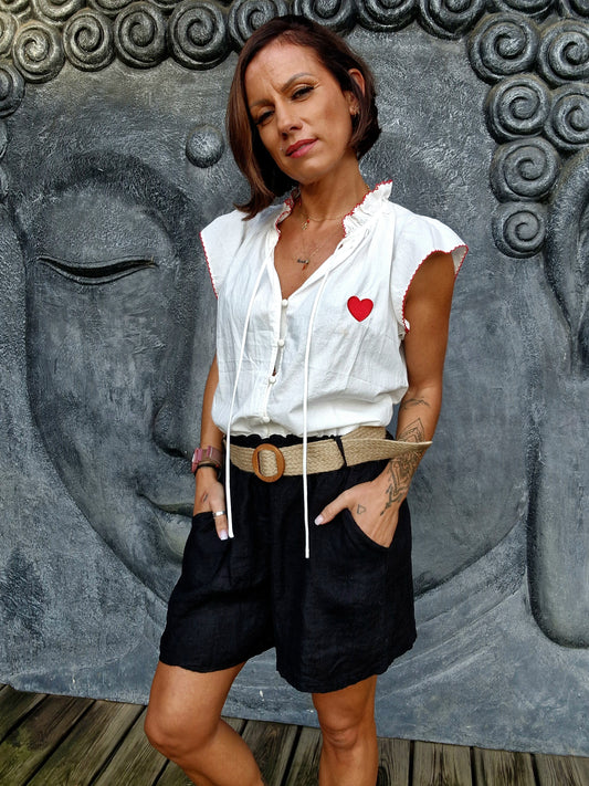 Blouse COEUR LIBRE – 100 % coton avec détails brodés